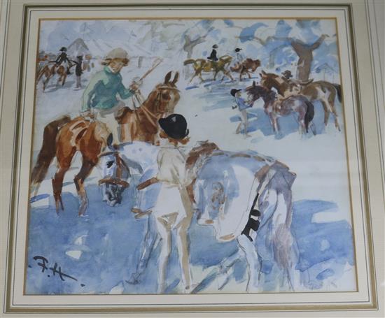 Frank Hart (1878-1959), watercolour, sketch for the gymkhana, initialled, 23 x 24cm